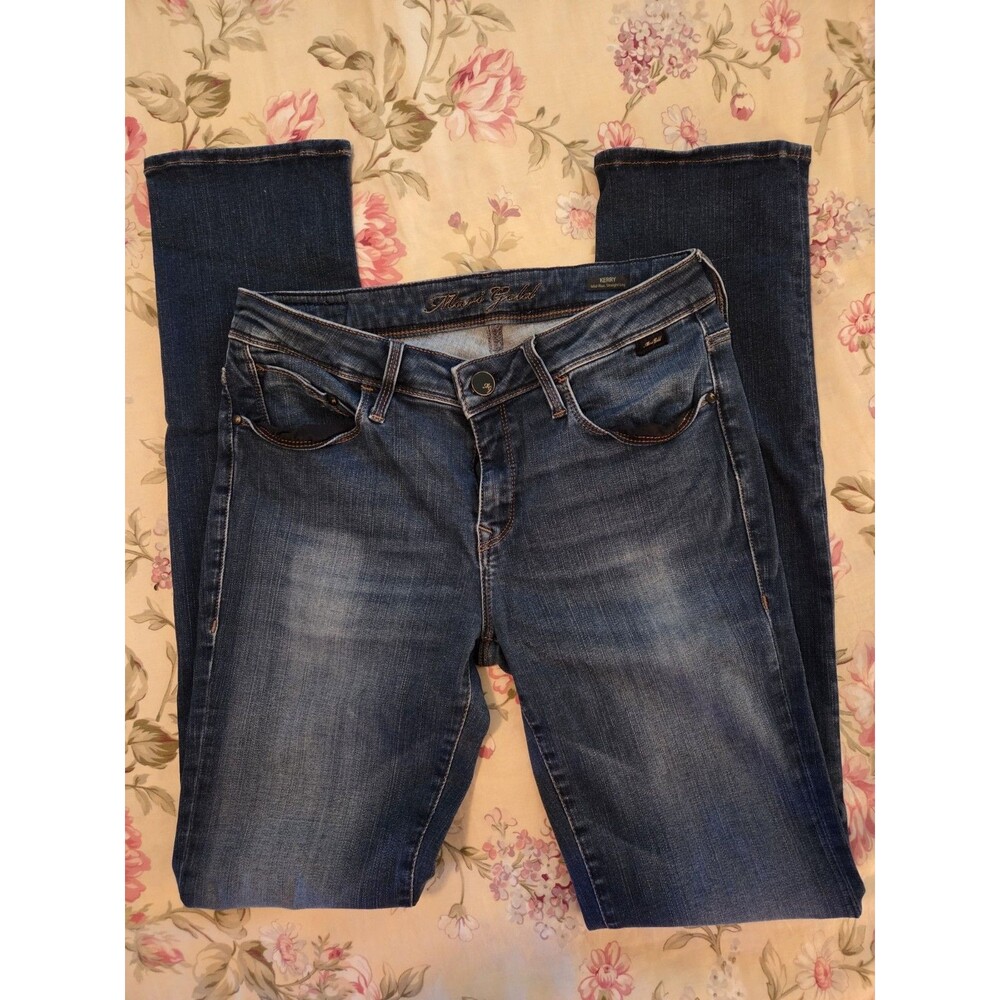 Mavi Gold Kerry Mid Rise Straight Leg Blue Jeans Dark Wash Stretch Womens 29/32